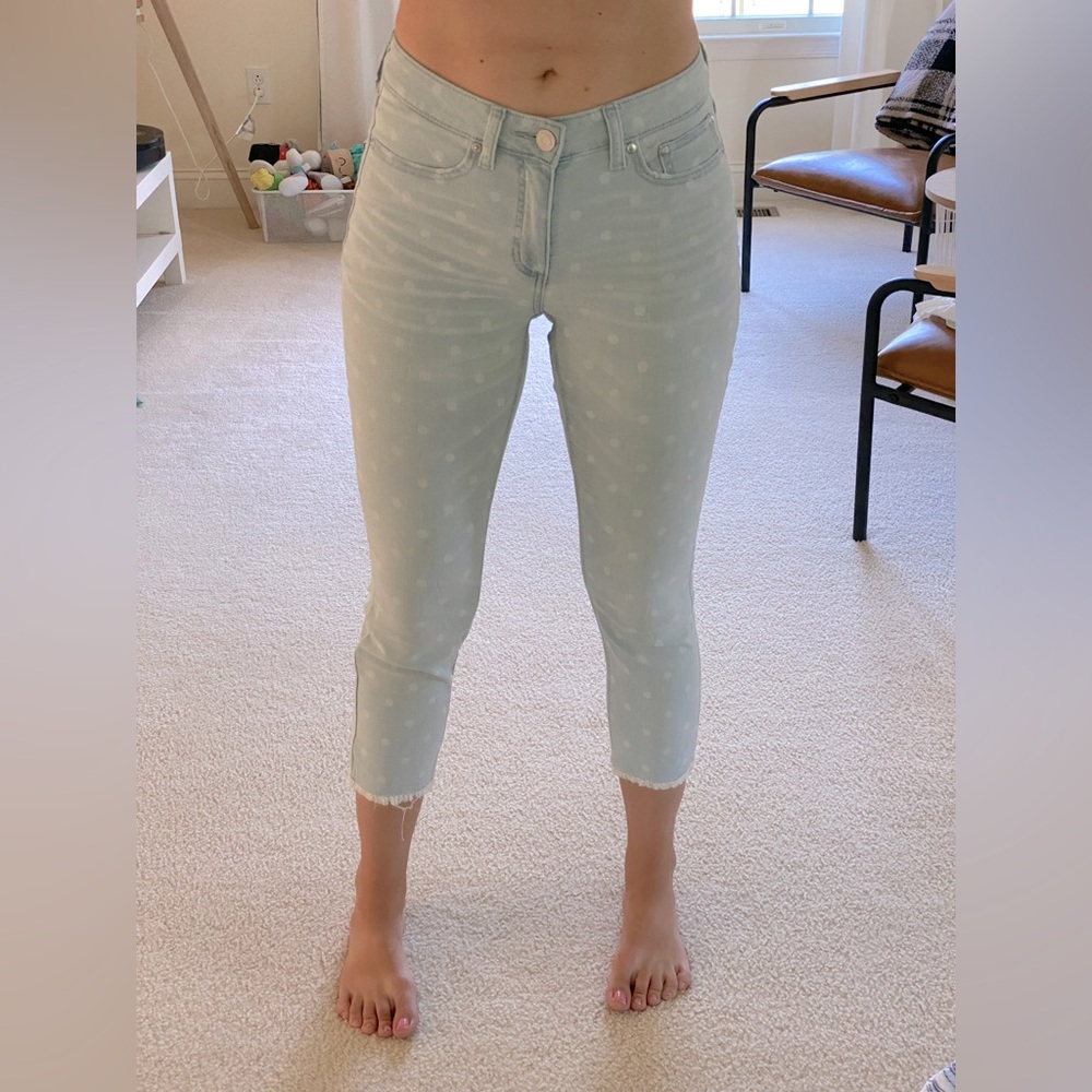 Polka Dot Skinny Crop Denim